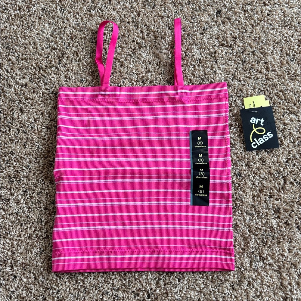 Art Class Seamless Tube Top Pink and White Striped Tank Top Girls Size Medium